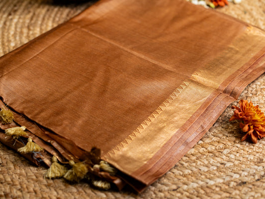 Tussar Munga Temple Border Saree