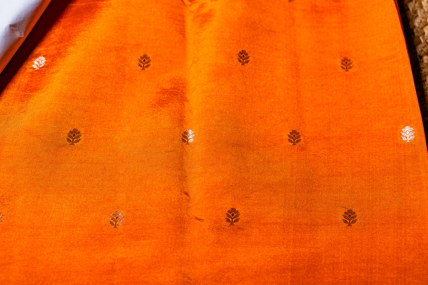 Raw Mango Gold Jari weaving