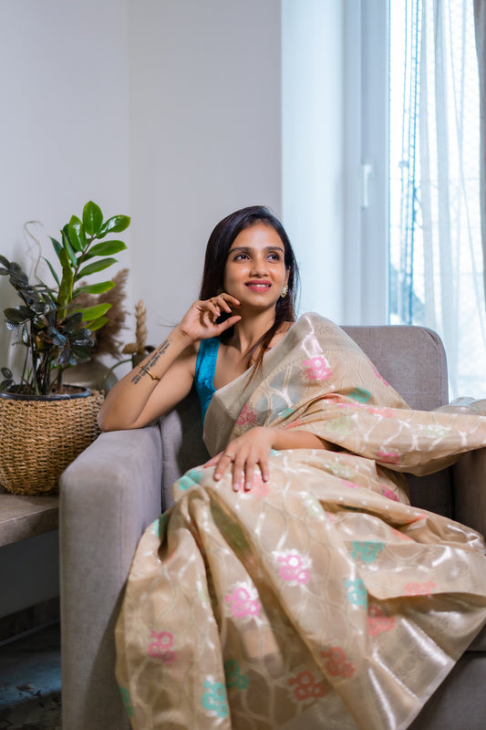 Organza with Jaal work