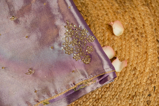 Tissue saree- Sonarupa work and embroidery on pallu