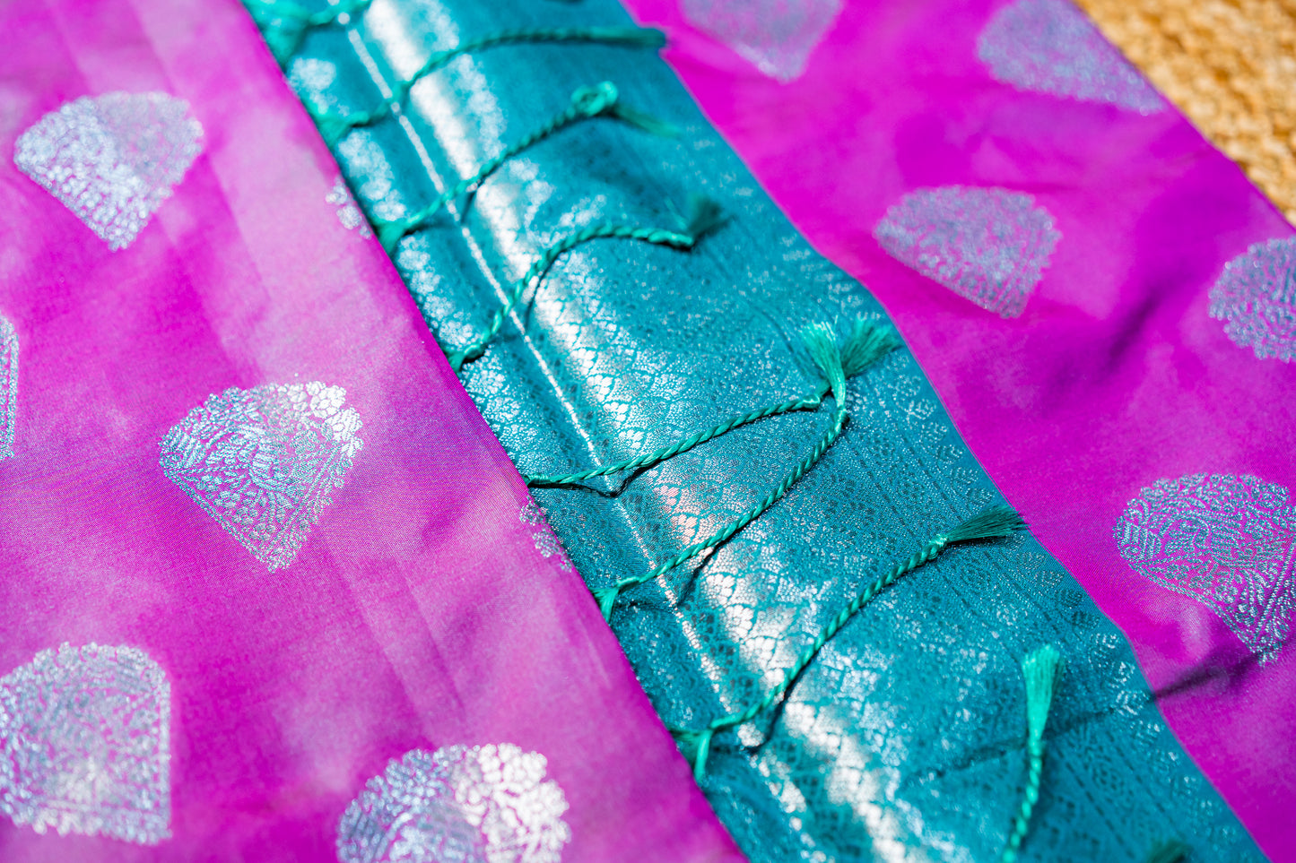 Banarasi saree with Meenakari silver zari work