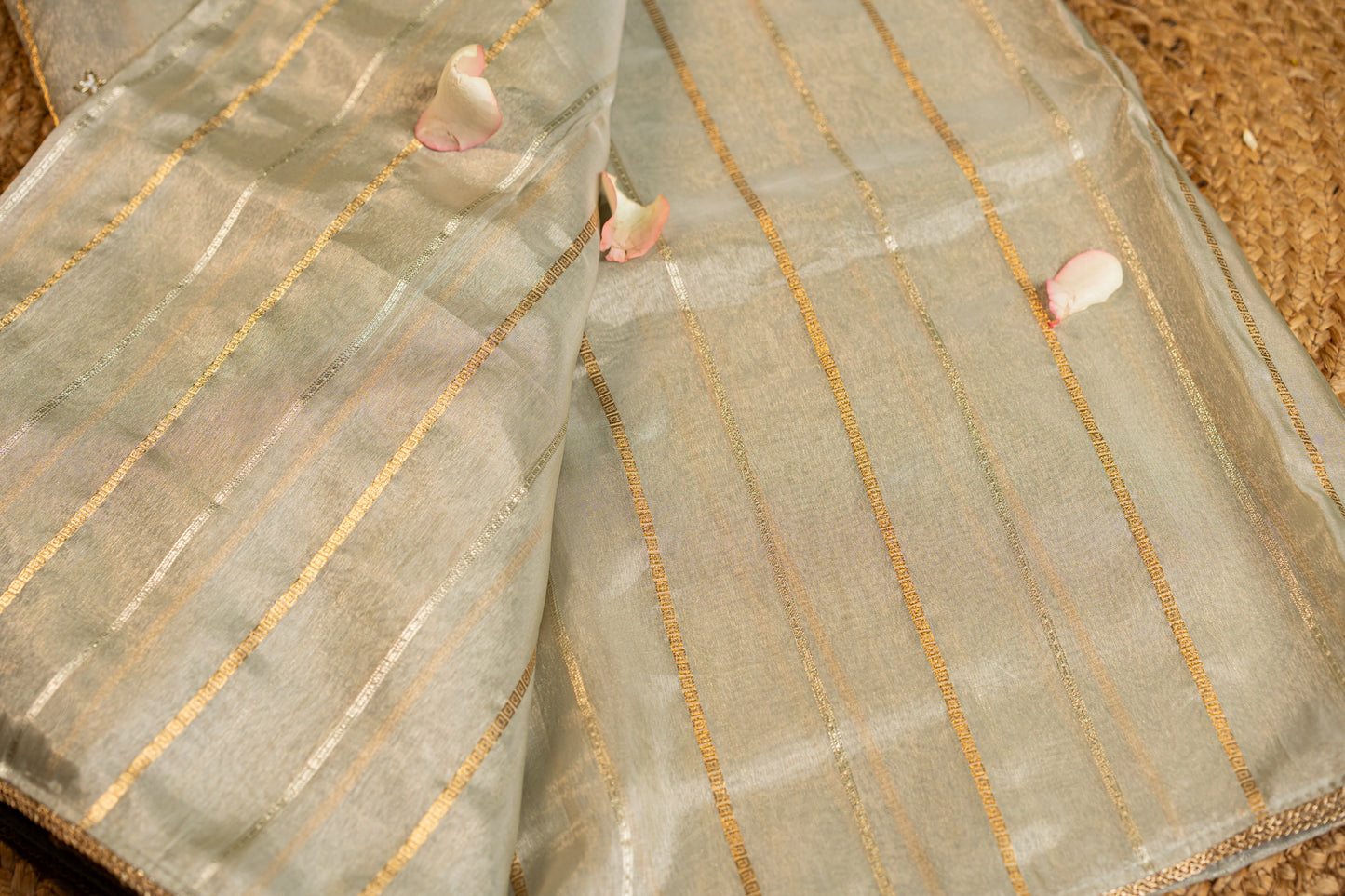 Tissue saree- Sonarupa work and embroidery on pallu