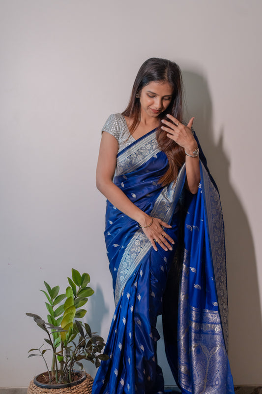 Mashru Silk with silver zari work