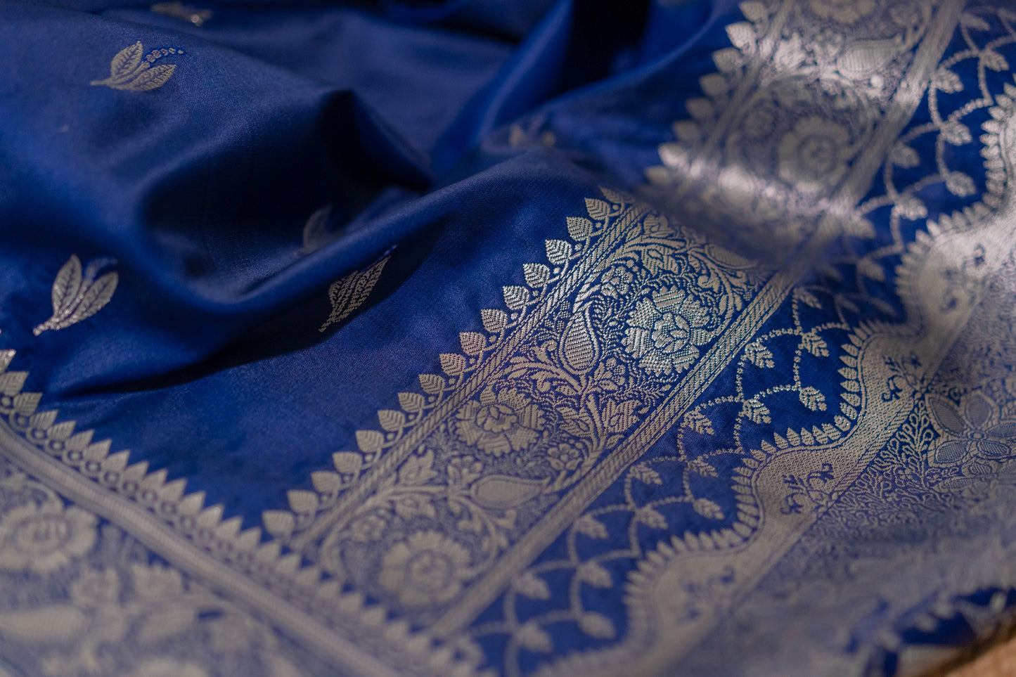 Mashru Silk with silver zari work