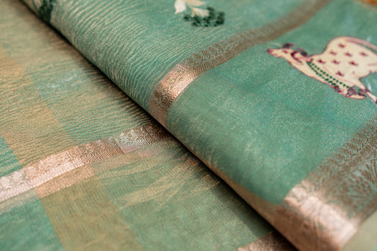 Crush Tissue saree with motif embroidery