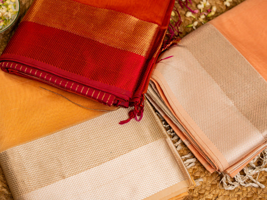 Exclusive Maheshwari Zari & Resham Thread Border Saree