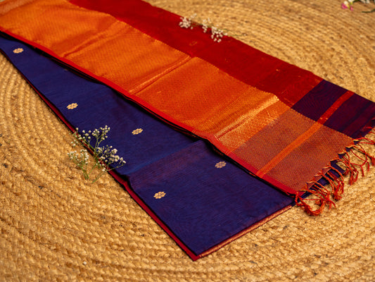 Maheshwari Zari & Resham Thread Border with allover Butti Weaving