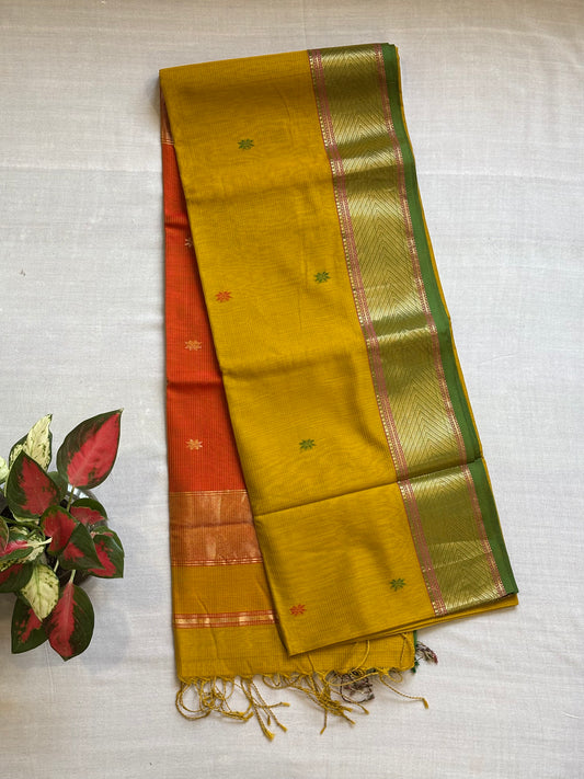 Maheshwari Zari Butti weaving with zari border