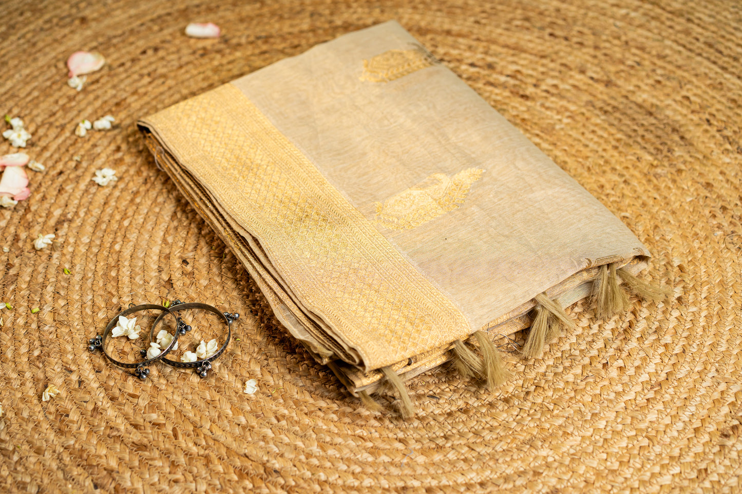 Tissue Silk- Gold Scallop work