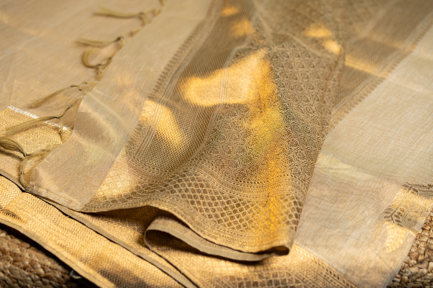 Tissue Silk- Gold Scallop work