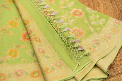 Khaddi Gorgette with meenakari jaal work