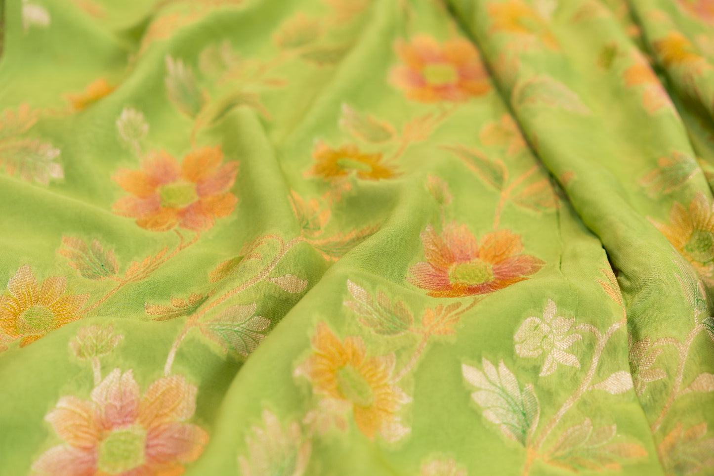 Khaddi Gorgette with meenakari jaal work