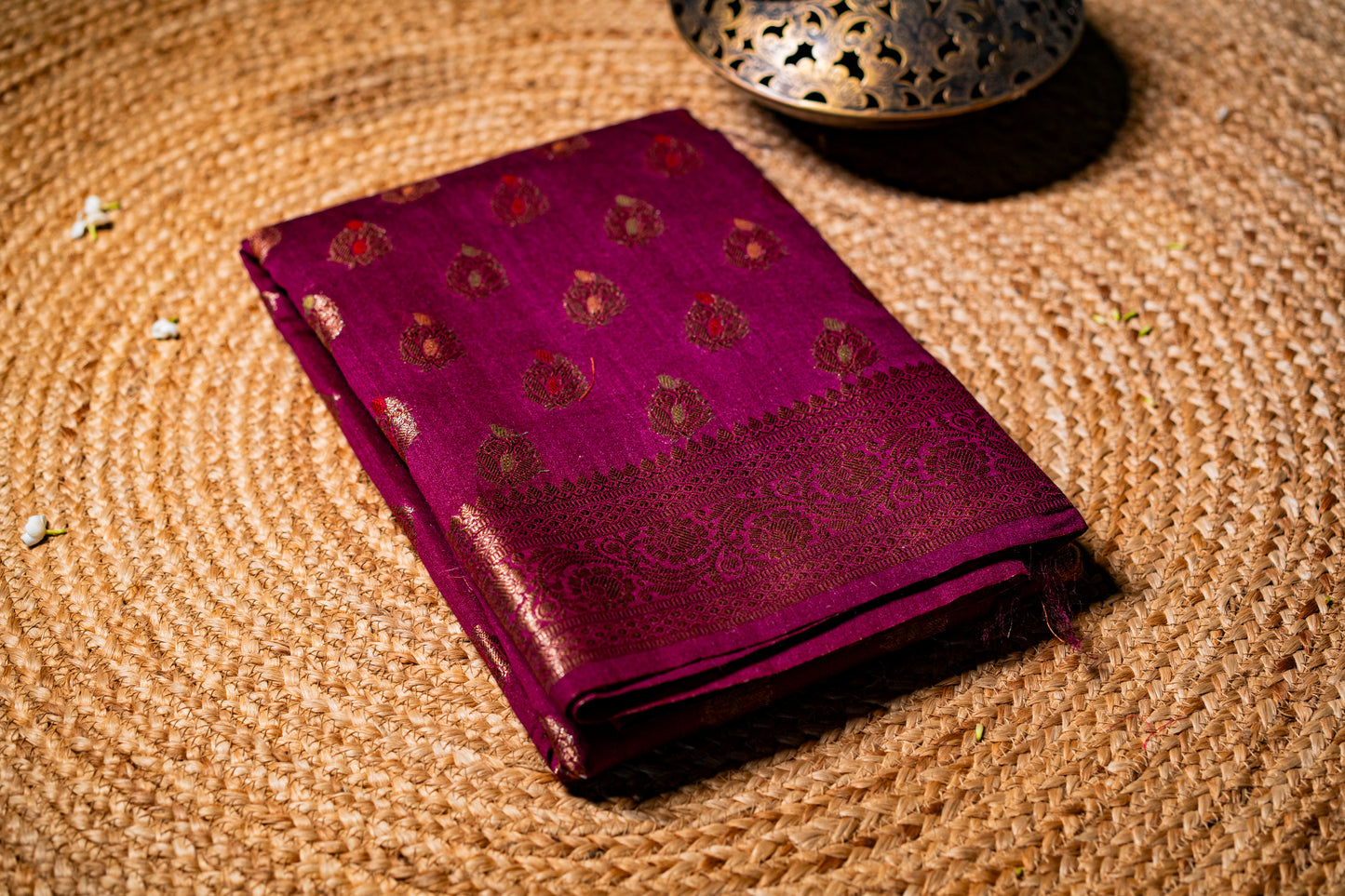 Muga Silk with antique jari work