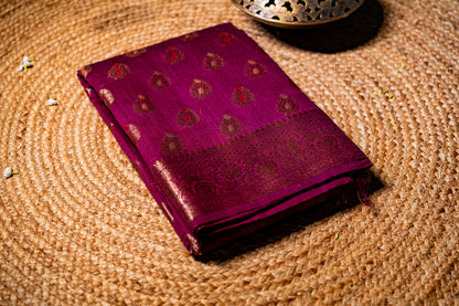 Muga Silk with antique jari work