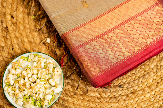 Maheshwari Tissue Sarees with Butti Weaving on Overall Body
