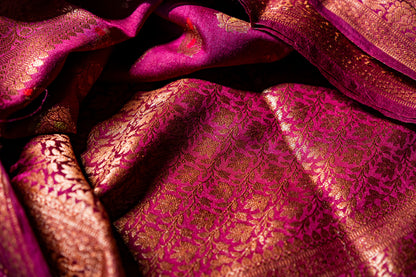 Muga Silk with antique jari work