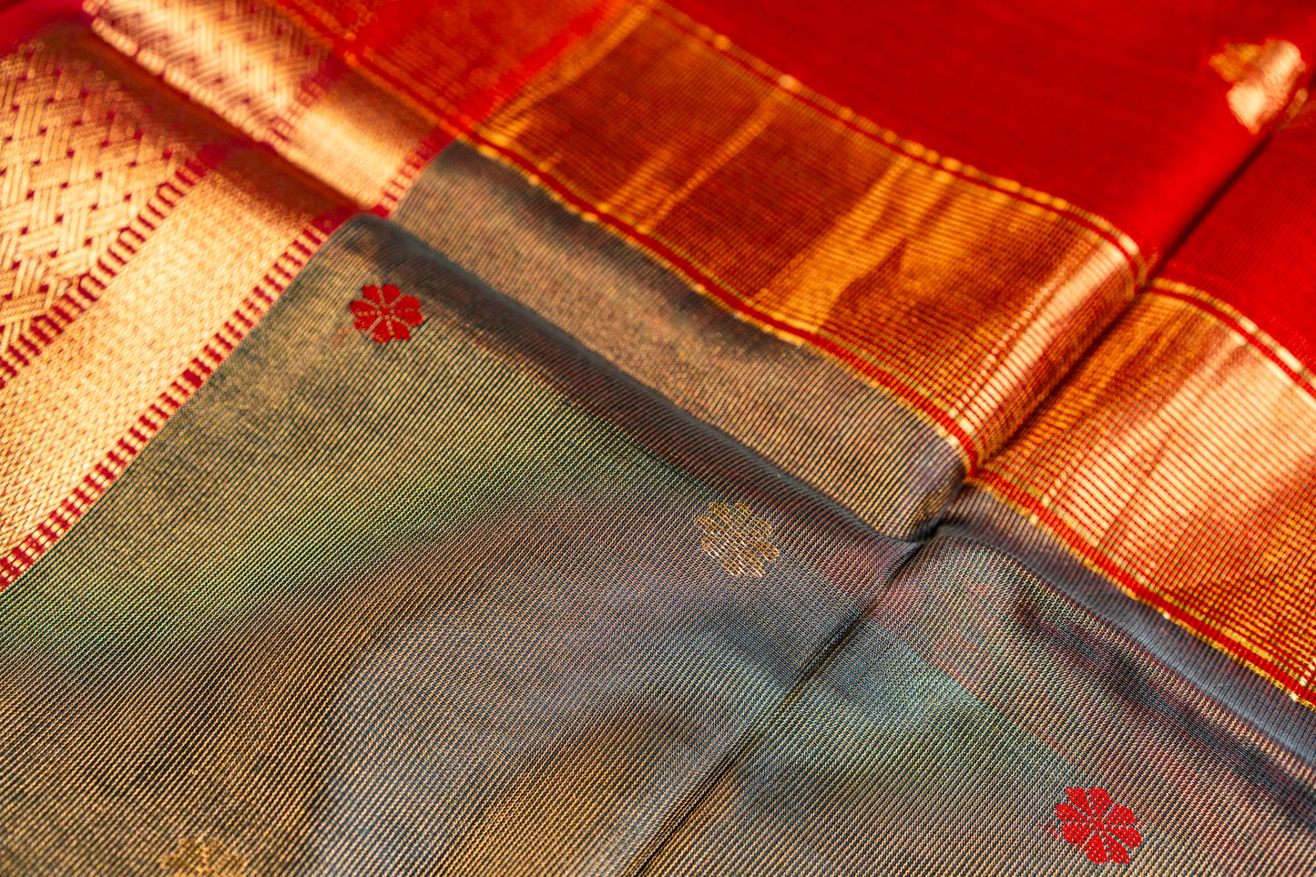 Maheshwari Tissue Sarees with Butti Weaving on Overall Body