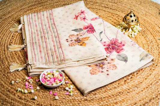 Organza Digital Embroidery Saree