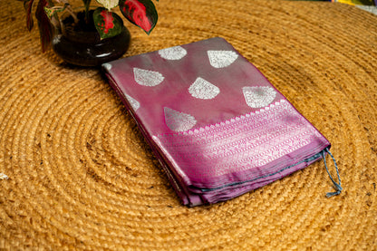 Banarasi saree with Meenakari silver zari work