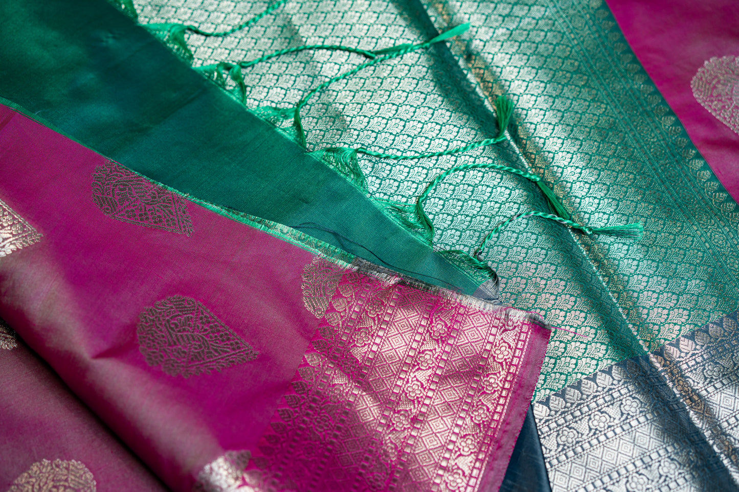 Banarasi saree with Meenakari silver zari work