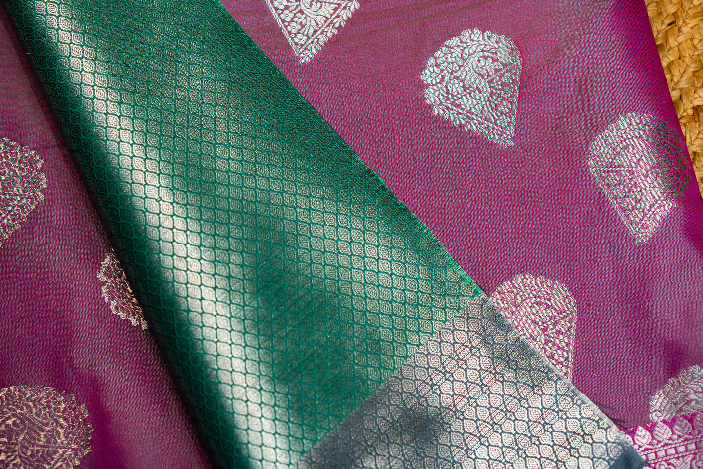 Banarasi saree with Meenakari silver zari work
