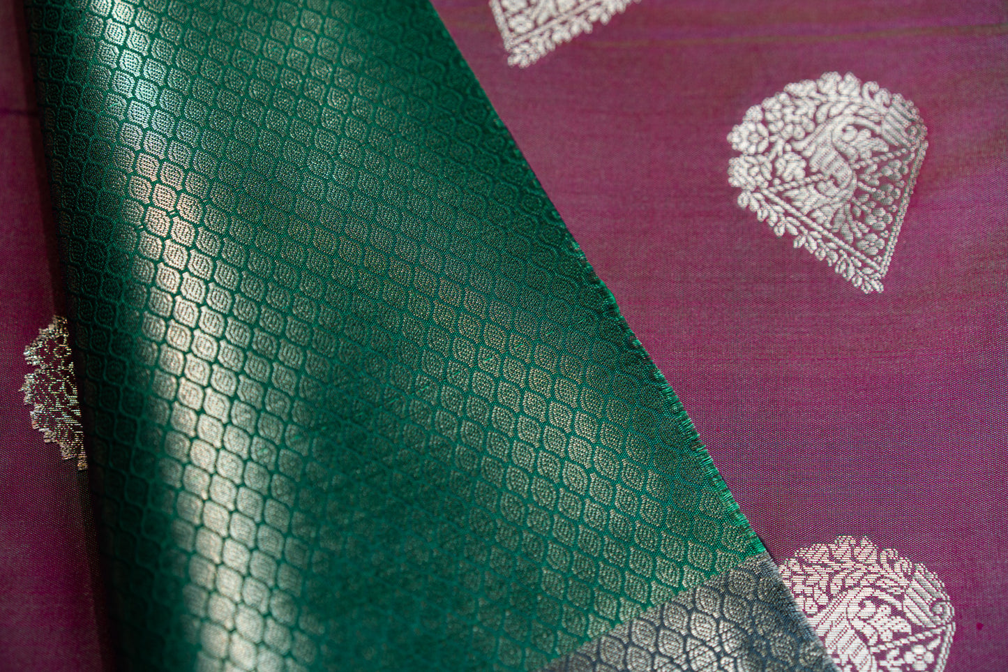 Banarasi saree with Meenakari silver zari work