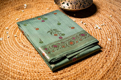 Raw Mango silk with jari weaving