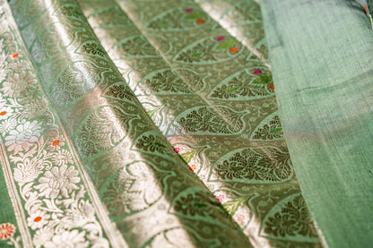 Raw Mango silk with jari weaving