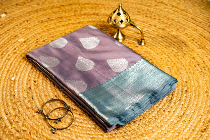 Banarasi saree with Meenakari silver zari work