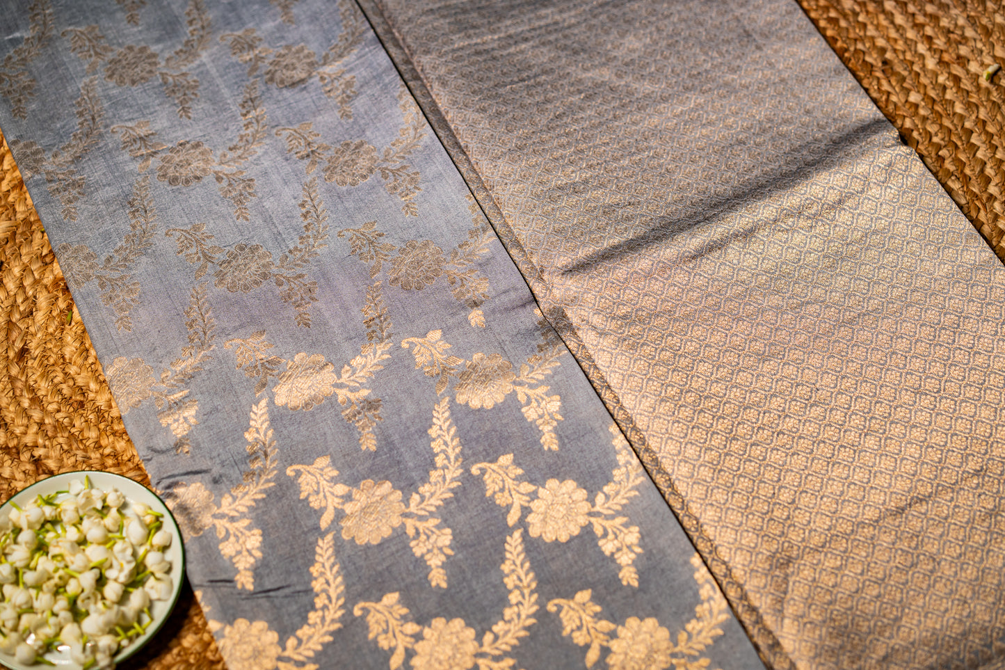 Chiniya Silk Gold Jari weaving Jaal pattern