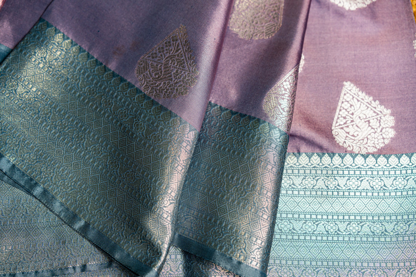 Banarasi saree with Meenakari silver zari work