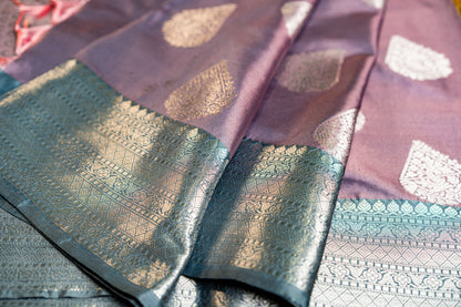 Banarasi saree with Meenakari silver zari work