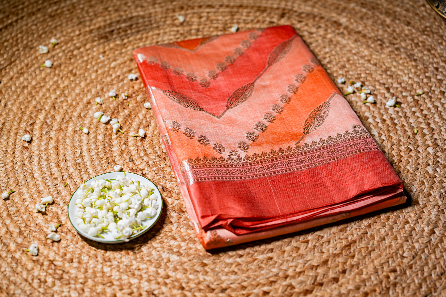 Chiniya silk rangkaat pattern gold jari weaving