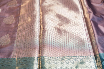 Banarasi saree with Meenakari silver zari work