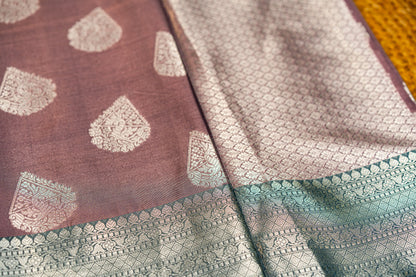 Banarasi saree with Meenakari silver zari work