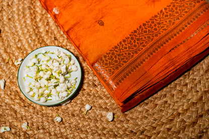 Raw Mango Gold Jari weaving