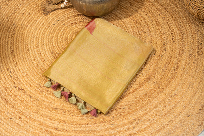 Tissue Silk Saree- Olive Mustard