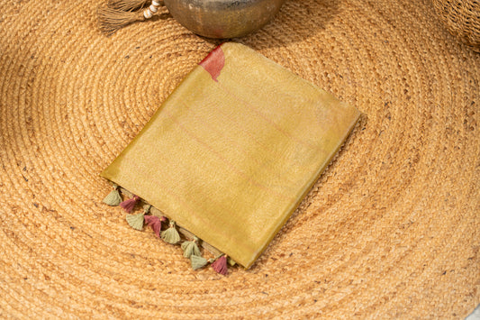 Tissue Silk Saree- Olive Mustard