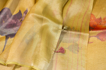 Tissue Silk Saree- Olive Mustard