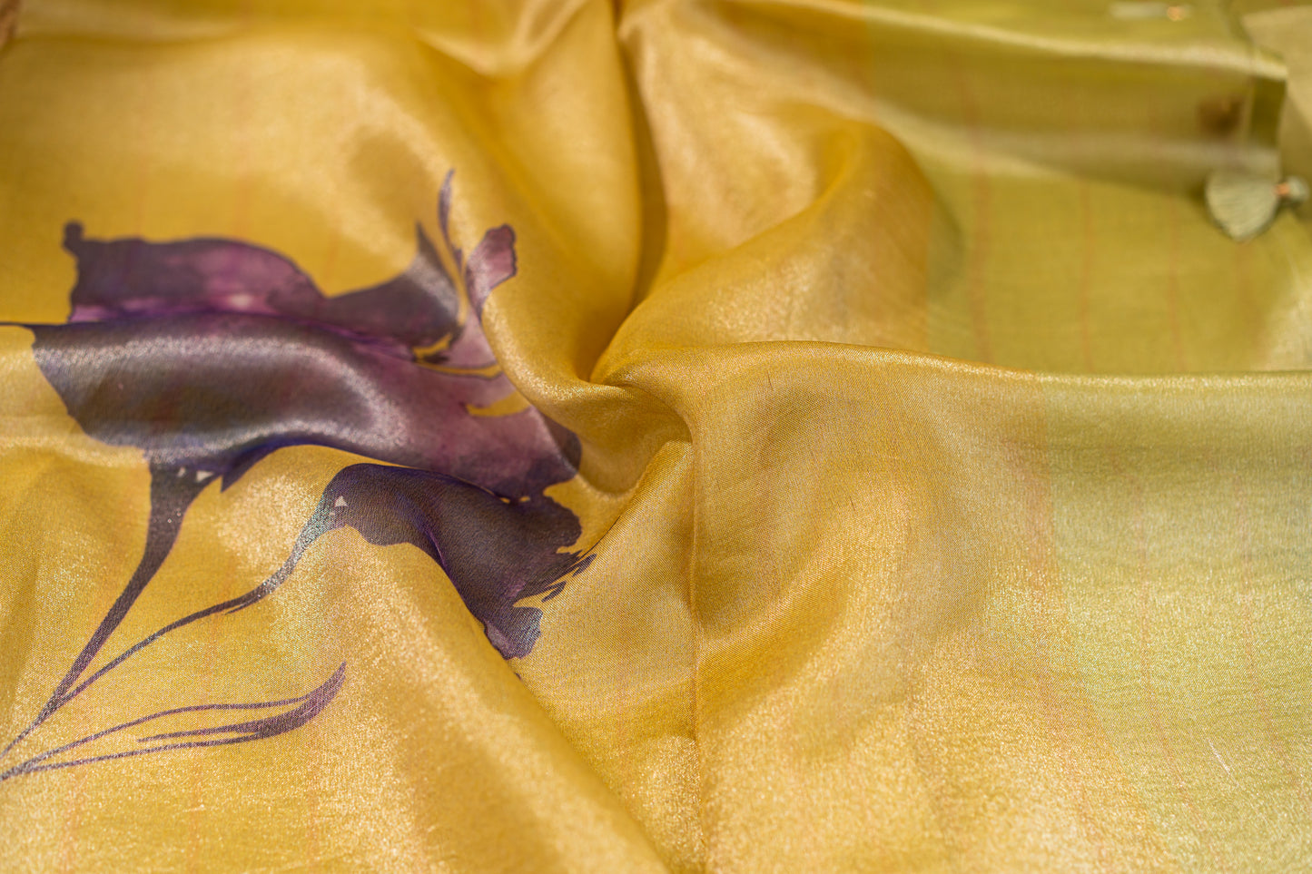 Tissue Silk Saree- Olive Mustard