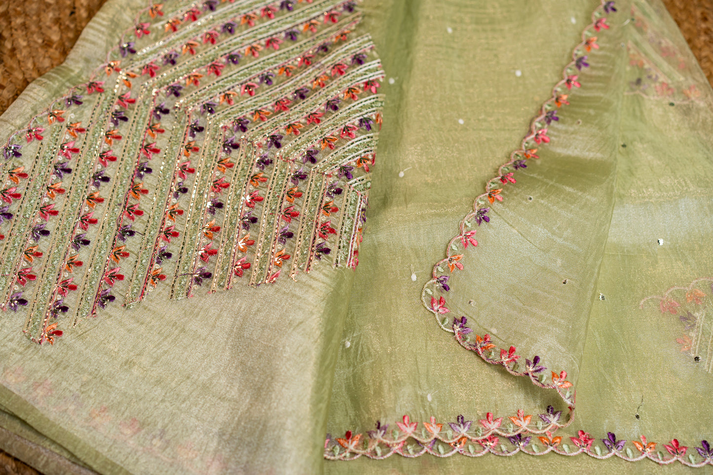 Glass Tissue and Blouse with delicate embroidery