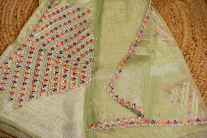 Glass Tissue and Blouse with delicate embroidery