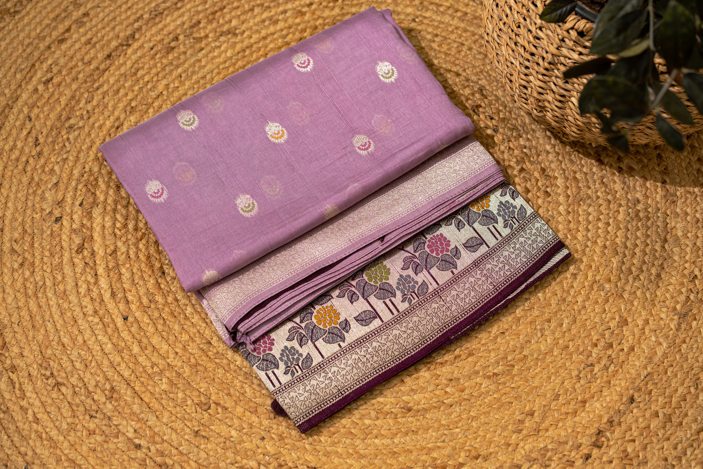 Tussar Gorgette with Meenakari work