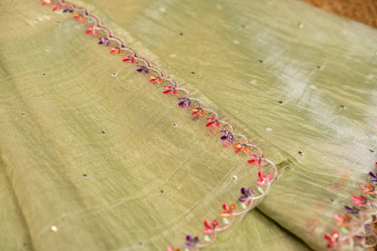 Glass Tissue and Blouse with delicate embroidery