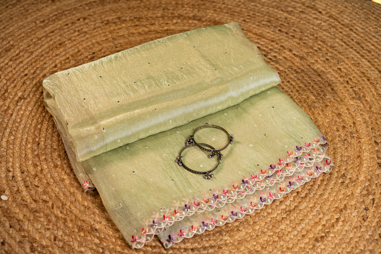 Glass Tissue and Blouse with delicate embroidery