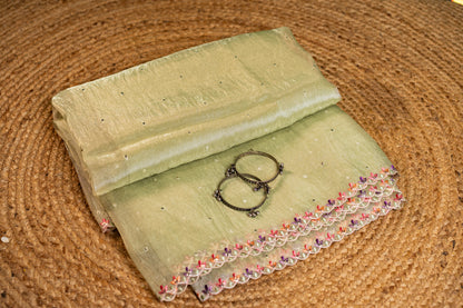 Glass Tissue and Blouse with delicate embroidery