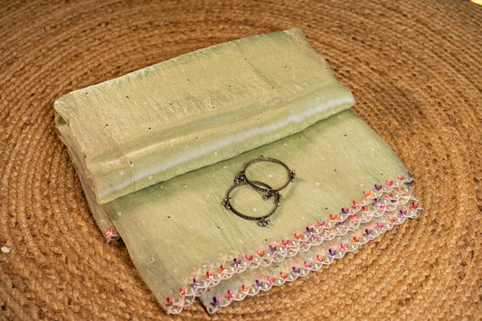 Glass Tissue and Blouse with delicate embroidery