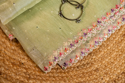 Glass Tissue and Blouse with delicate embroidery