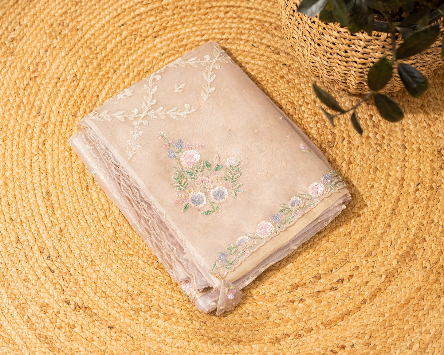 Glass Tissue with Embroidery jaal work