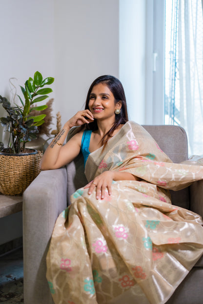 Organza with Jaal work